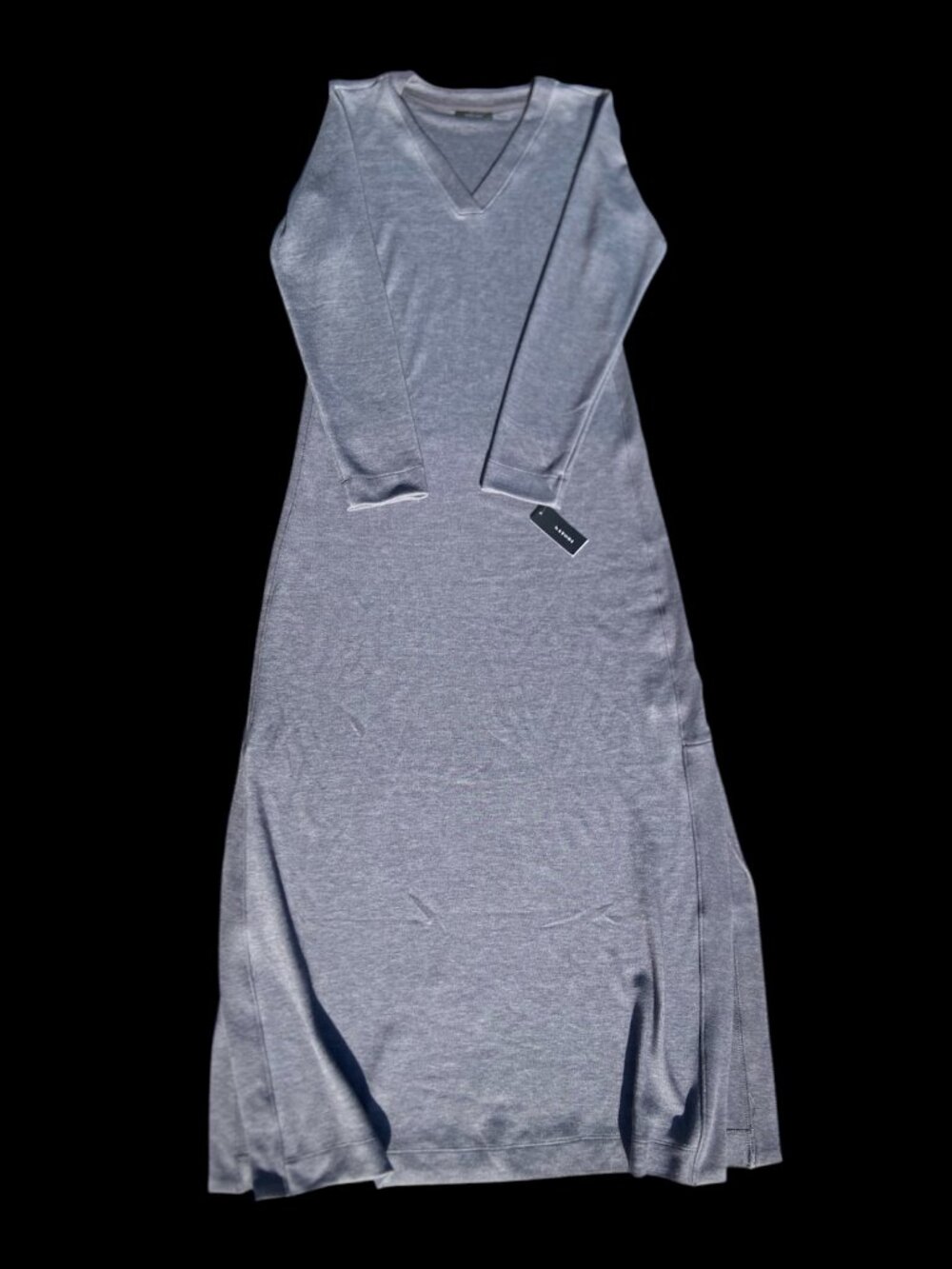 Natori Women's Gray Long Sleeve V-Neck Maxi Dress, S